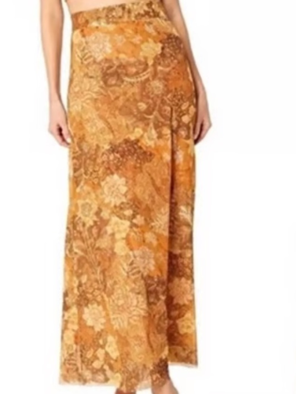 New! Misa Los Angeles Burnt Orange Floral Maxi Skirt